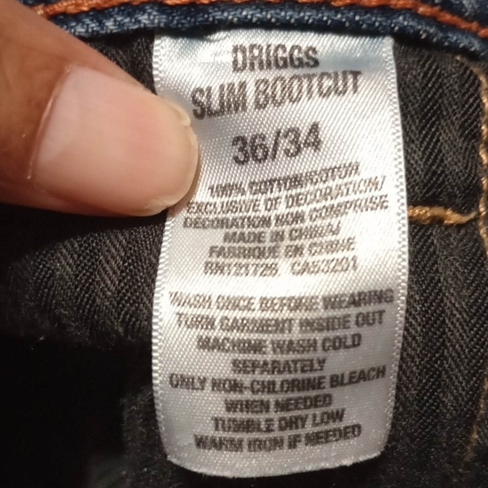 Aeropostale Men's Straight Blue Jeans With Distressed Leather Patch Vintage Y2K - Picture 4 of 5